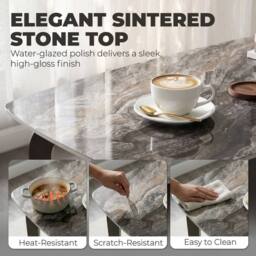 HOMCOM Dining Table for 4, Kitchen Table with Sintered Stone Tabletop in Brown - thumbnail 6