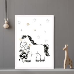 ARTZE Scandi Princess Little Hugging Unicorn Framed Print SIZE: A3 with White Frame in Black - Size: A4 - thumbnail 2