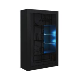 Creative Furniture Arcadia Display Cabinet 140cm - A Compact & Sleek Cabinet with Glass Shelves & LED Lights in Black - thumbnail 5