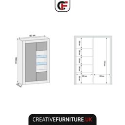 Creative Furniture Arcadia Display Cabinet 140cm - A Compact & Sleek Cabinet with Glass Shelves & LED Lights in Black - thumbnail 4