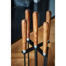 Lemon Pavilion Furniture and Decor Wooden Handle Round Fireside Companion Set, L24 x W24 x H73 cm - Brown - thumbnail 2