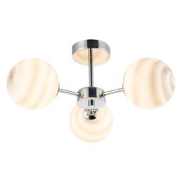 Happy Homewares Designer Ceiling Light Fitting with Marble Glass Spherical Shades in Silver - thumbnail 3