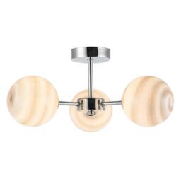 Happy Homewares Designer Ceiling Light Fitting with Marble Glass Spherical Shades in Silver - thumbnail 2