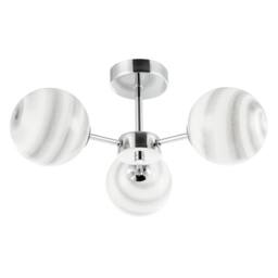 Happy Homewares Designer Ceiling Light Fitting with Marble Glass Spherical Shades in Silver - thumbnail 4