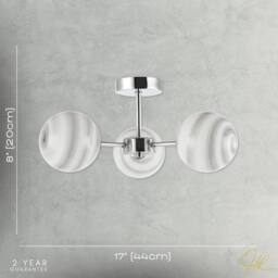 Happy Homewares Designer Ceiling Light Fitting with Marble Glass Spherical Shades in Silver - thumbnail 7