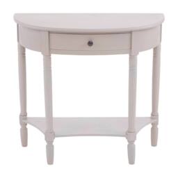 Orsina Rounded Console Table With One Rectangular Drawer for Hallway, Pine Wood Wood Table for Home & Office Décor in Light Grey - thumbnail 6