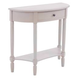 Orsina Rounded Console Table With One Rectangular Drawer for Hallway, Pine Wood Wood Table for Home & Office Décor in Light Grey - thumbnail 2