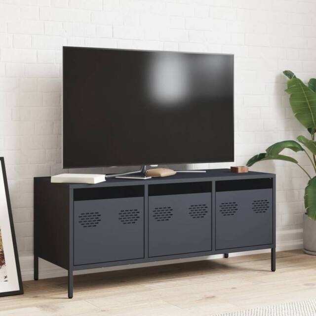 Berkfield Home TV Cabinet Anthracite 101.5x39x43.5 cm Cold-rolled Steel in Charcoal - image 1