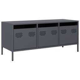 Berkfield Home TV Cabinet Anthracite 101.5x39x43.5 cm Cold-rolled Steel in Charcoal - thumbnail 3