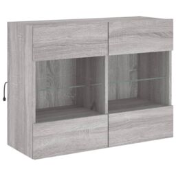 Berkfield Home TV Wall Cabinet with LED Lights Grey Sonoma 78.5x30x60.5 cm - thumbnail 3