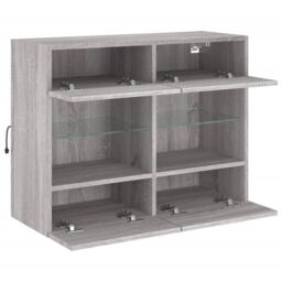 Berkfield Home TV Wall Cabinet with LED Lights Grey Sonoma 78.5x30x60.5 cm - thumbnail 8