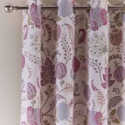 Portfolio Home Richmond Floral Fully Lined Eyelet Curtain Set in Purple - Size: 168 cm width x 137 cm drop - thumbnail 2