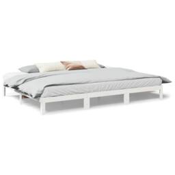 Berkfield Home Family Bed Frame No Mattress White 270x200 cm Solid Wood Pine - thumbnail 1