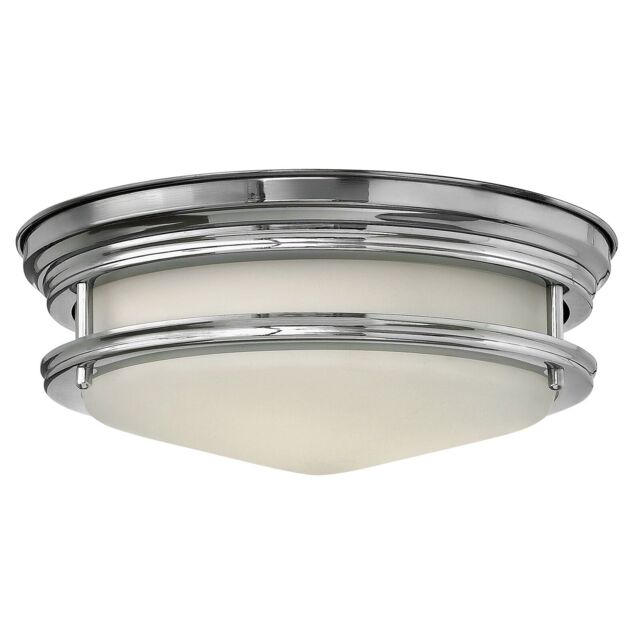 Loops 2 Bulb Flush Light Low Ceiling Opaque Glass Banded Polished Chrome LED G9 3.5W in Clear