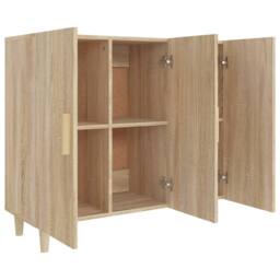 Berkfield Home Sideboard Sonoma Oak 90x34x80 cm Engineered Wood in Light Tan - Size: 90 x 34 x 80 cm - thumbnail 4