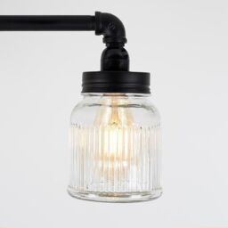 ValueLights Luiggi Ribbed Jar 3 Way Black Ceiling Bar Light - thumbnail 4