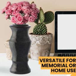 Novecrafto Granite Memorial Vase for Flowers - Solid Stone for Cemetery or Garden in Black - thumbnail 5