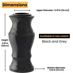 Novecrafto Granite Memorial Vase for Flowers - Solid Stone for Cemetery or Garden in Black - thumbnail 3