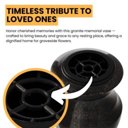 Novecrafto Granite Memorial Vase for Flowers - Solid Stone for Cemetery or Garden in Black - thumbnail 4