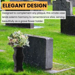Novecrafto Granite Memorial Vase for Flowers - Solid Stone for Cemetery or Garden in Black - thumbnail 2