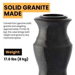 Novecrafto Granite Memorial Vase for Flowers - Solid Stone for Cemetery or Garden in Black - thumbnail 7