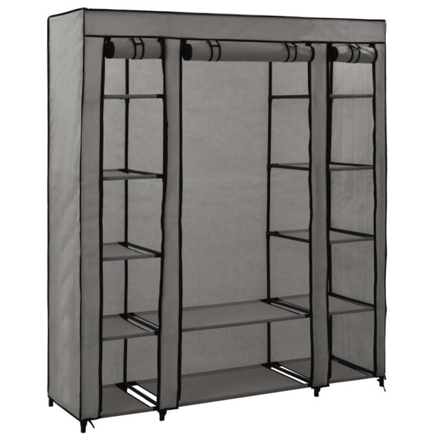 Berkfield Home Wardrobe with Compartments & Rods Grey 150x45x176 cm Fabric - Size: 150 x 45 x 176 cm - image 1
