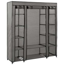 Berkfield Home Wardrobe with Compartments & Rods Grey 150x45x176 cm Fabric - Size: 150 x 45 x 176 cm - thumbnail 1