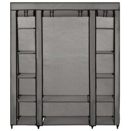 Berkfield Home Wardrobe with Compartments & Rods Grey 150x45x176 cm Fabric - Size: 150 x 45 x 176 cm - thumbnail 2