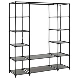 Berkfield Home Wardrobe with Compartments & Rods Grey 150x45x176 cm Fabric - Size: 150 x 45 x 176 cm - thumbnail 5