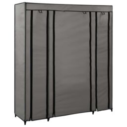 Berkfield Home Wardrobe with Compartments & Rods Grey 150x45x176 cm Fabric - Size: 150 x 45 x 176 cm - thumbnail 4