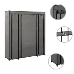 Berkfield Home Wardrobe with Compartments & Rods Grey 150x45x176 cm Fabric - Size: 150 x 45 x 176 cm - thumbnail 3
