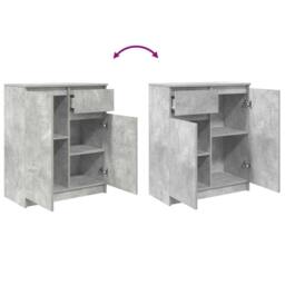 Berkfield Home Sideboard with Drawer Concrete Grey 71x35x84 cm Engineered Wood - Size: 71 x 35 x 84 cm - thumbnail 9