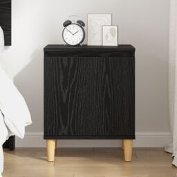 Berkfield Home Black Oak Nightstand Black oak Engineered wood 40 x 30 x 50 cm - thumbnail 4