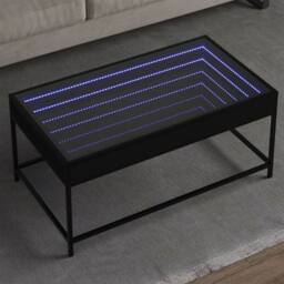 Berkfield Home Coffee Table with Infinity LED Black 90x50x41 cm - Size: 90 x 50 x 41 cm - thumbnail 2