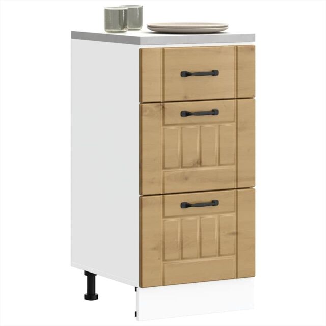 Berkfield Home Kitchen Base Cabinet Lucca Artisan Oak Engineered Wood in Brown - image 1