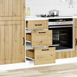 Berkfield Home Kitchen Base Cabinet Lucca Artisan Oak Engineered Wood in Brown - thumbnail 3