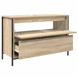 Berkfield Home Bathroom Basin Cabinet with Drawers Sonoma Oak 90x34.5x60 cm in Brown - thumbnail 5