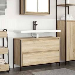 Berkfield Home Bathroom Basin Cabinet with Drawers Sonoma Oak 90x34.5x60 cm in Brown