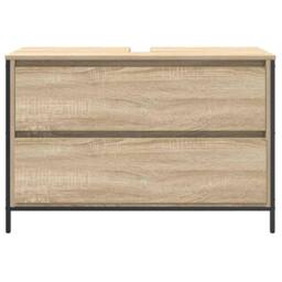 Berkfield Home Bathroom Basin Cabinet with Drawers Sonoma Oak 90x34.5x60 cm in Brown - thumbnail 6