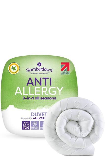 Slumberdown Anti Allergy All Seasons Combi 13.5 Tog (4.5+9 tog) Duvet in White - Size: King