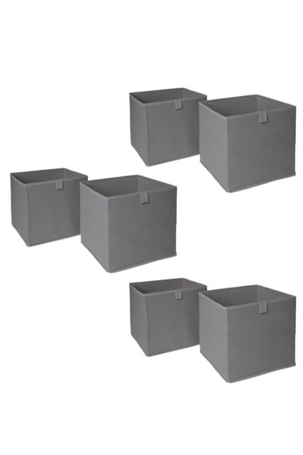 OHS Pack of 6 Plain Folding Storage Boxes in Charcoal - image 1