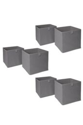 OHS Pack of 6 Plain Folding Storage Boxes in Charcoal