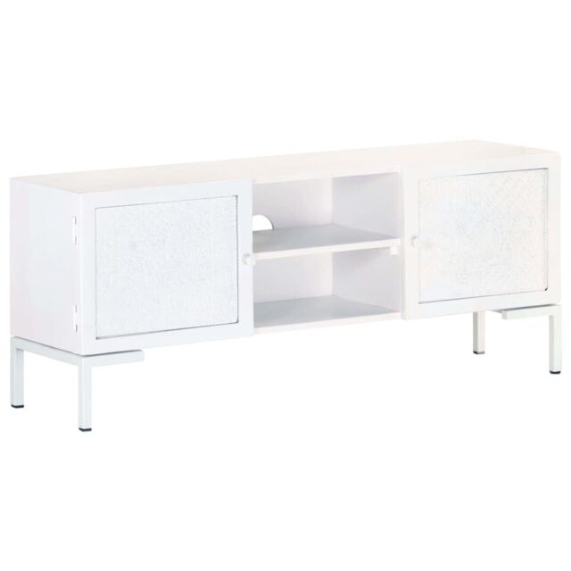 Berkfield Home TV Cabinet White 115x30x46 cm Solid Mango Wood - Size: 115 x 30 x 46 cm - image 1