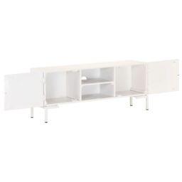 Berkfield Home TV Cabinet White 115x30x46 cm Solid Mango Wood - Size: 115 x 30 x 46 cm - thumbnail 2