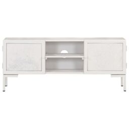 Berkfield Home TV Cabinet White 115x30x46 cm Solid Mango Wood - Size: 115 x 30 x 46 cm - thumbnail 3