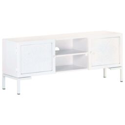 Berkfield Home TV Cabinet White 115x30x46 cm Solid Mango Wood - Size: 115 x 30 x 46 cm - thumbnail 1