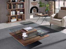Angel Cerda Rectangular Corner Table Walnut Veneer & Chrome Legs in Brown - thumbnail 6