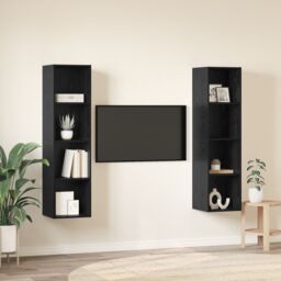 Berkfield Home TV Cabinet 2 pcs Black 37 x 37 x 142.5 cm Engineered wood - thumbnail 4