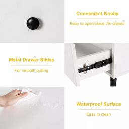 Costway 4-Drawer Dresser Modern Storage Chest Cabinet Wooden Drawer Organizer in White - thumbnail 5