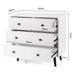 Costway 4-Drawer Dresser Modern Storage Chest Cabinet Wooden Drawer Organizer in White - thumbnail 2